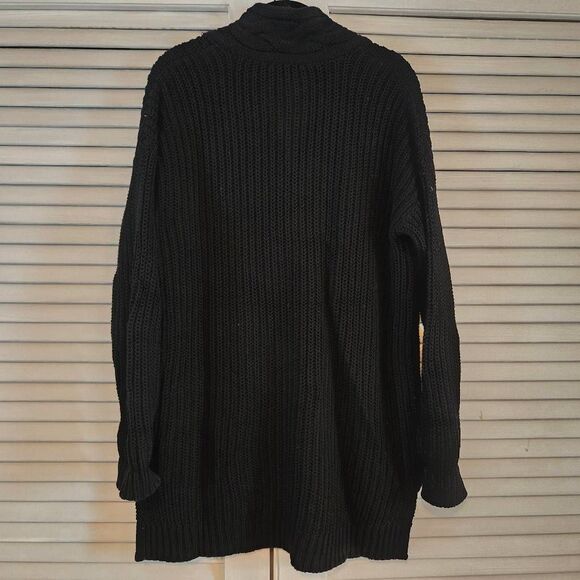 Lauren Ralph Lauren Black Sweater Shaker & Cable Knit VNeck  Medium - Picture 7 of 9